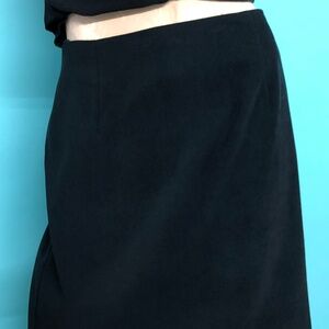 3/$40 Vtg 90s Black Poly Spandex Flat Waist Stretch Straight Short Skirt 9-10
